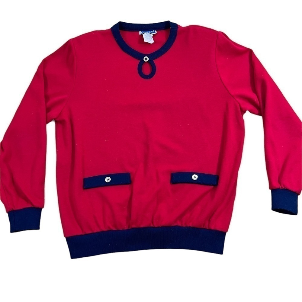 Cape Cod Sportswear Sweatshirt Red Blue Long Sleeve Medium